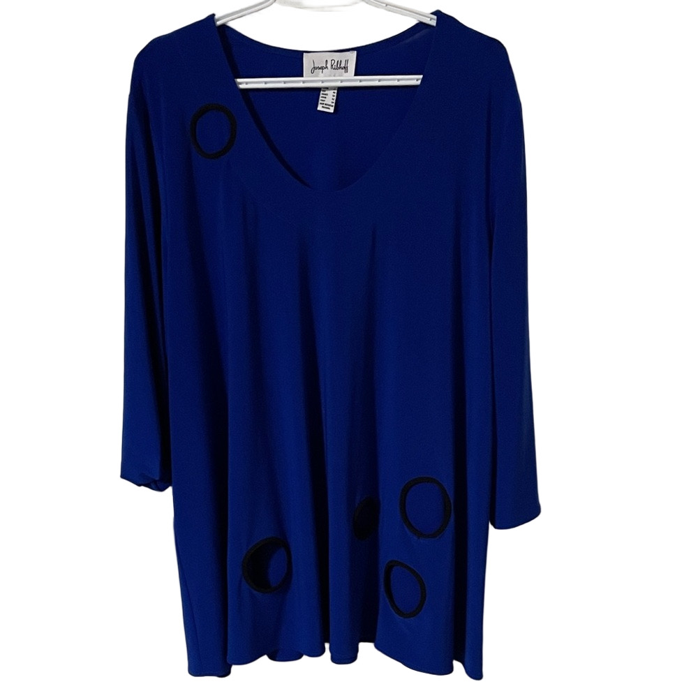 Joseph Ribkoff Royal Blue Tunic Top with Black Accents Size 20
